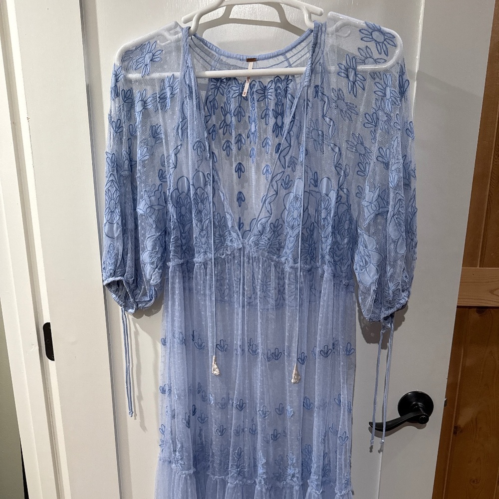 Free people sheer dress. Brand new with tags. Size M. Periwinkle.